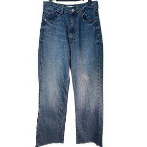 ZARA Womens Size 8 High-Rise Straight Wide Leg Blue Jeans